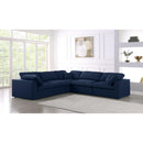  Manufacturer Color_Navy -- Serene 119" Navy Linen Textured Fabric Upholstered Deluxe Comfort 5 pc Modular Sectional IMAGE 2