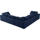  Manufacturer Color_Navy -- Serene 119" Navy Linen Textured Fabric Upholstered Deluxe Comfort 5 pc Modular Sectional IMAGE 3