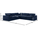  Manufacturer Color_Navy -- Serene 119" Navy Linen Textured Fabric Upholstered Deluxe Comfort 5 pc Modular Sectional IMAGE 7