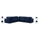  Manufacturer Color_Navy -- Serene 119" Navy Linen Textured Fabric Upholstered Deluxe Comfort 5 pc Modular Sectional IMAGE 8