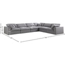  Manufacturer Color_Grey -- Serene 158" Grey Linen Textured Fabric Upholstered Deluxe Comfort 6 pc Modular Sectional IMAGE 10