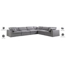  Manufacturer Color_Grey -- Serene 158" Grey Linen Textured Fabric Upholstered Deluxe Comfort 6 pc Modular Sectional IMAGE 11