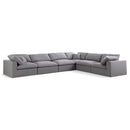  Manufacturer Color_Grey -- Serene 158" Grey Linen Textured Fabric Upholstered Deluxe Comfort 6 pc Modular Sectional IMAGE 1