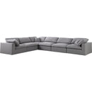  Manufacturer Color_Grey -- Serene 158" Grey Linen Textured Fabric Upholstered Deluxe Comfort 6 pc Modular Sectional IMAGE 2