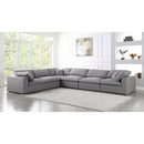 Manufacturer Color_Grey -- Serene 158" Grey Linen Textured Fabric Upholstered Deluxe Comfort 6 pc Modular Sectional IMAGE 3