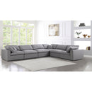  Manufacturer Color_Grey -- Serene 158" Grey Linen Textured Fabric Upholstered Deluxe Comfort 6 pc Modular Sectional IMAGE 4