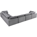  Manufacturer Color_Grey -- Serene 158" Grey Linen Textured Fabric Upholstered Deluxe Comfort 6 pc Modular Sectional IMAGE 5
