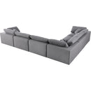  Manufacturer Color_Grey -- Serene 158" Grey Linen Textured Fabric Upholstered Deluxe Comfort 6 pc Modular Sectional IMAGE 6