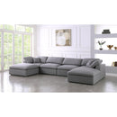  Manufacturer Color_Grey -- Serene 158" Grey Linen Textured Fabric Upholstered Deluxe Comfort 6 pc Modular Sectional IMAGE 2