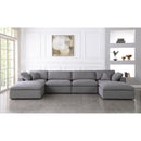  Manufacturer Color_Grey -- Serene 158" Grey Linen Textured Fabric Upholstered Deluxe Comfort 6 pc Modular Sectional IMAGE 3