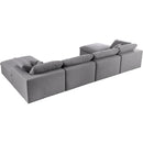  Manufacturer Color_Grey -- Serene 158" Grey Linen Textured Fabric Upholstered Deluxe Comfort 6 pc Modular Sectional IMAGE 4
