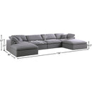  Manufacturer Color_Grey -- Serene 158" Grey Linen Textured Fabric Upholstered Deluxe Comfort 6 pc Modular Sectional IMAGE 6