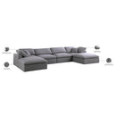  Manufacturer Color_Grey -- Serene 158" Grey Linen Textured Fabric Upholstered Deluxe Comfort 6 pc Modular Sectional IMAGE 7