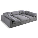  Manufacturer Color_Grey -- Serene 119" Grey Linen Textured Fabric Upholstered Deluxe Comfort 6 pc Modular Sectional IMAGE 1