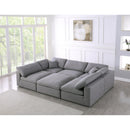  Manufacturer Color_Grey -- Serene 119" Grey Linen Textured Fabric Upholstered Deluxe Comfort 6 pc Modular Sectional IMAGE 2