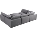  Manufacturer Color_Grey -- Serene 119" Grey Linen Textured Fabric Upholstered Deluxe Comfort 6 pc Modular Sectional IMAGE 4