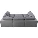  Manufacturer Color_Grey -- Serene 119" Grey Linen Textured Fabric Upholstered Deluxe Comfort 6 pc Modular Sectional IMAGE 5