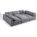  Manufacturer Color_Grey -- Serene 119" Grey Linen Textured Fabric Upholstered Deluxe Comfort 6 pc Modular Sectional IMAGE 7