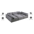  Manufacturer Color_Grey -- Serene 119" Grey Linen Textured Fabric Upholstered Deluxe Comfort 6 pc Modular Sectional IMAGE 8