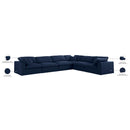 Manufacturer Color_Navy -- Serene 158" Navy Linen Textured Fabric Upholstered Deluxe Comfort 6 pc Modular Sectional IMAGE 11