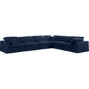  Manufacturer Color_Navy -- Serene 158" Navy Linen Textured Fabric Upholstered Deluxe Comfort 6 pc Modular Sectional IMAGE 1