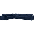 Manufacturer Color_Navy -- Serene 158" Navy Linen Textured Fabric Upholstered Deluxe Comfort 6 pc Modular Sectional IMAGE 2