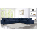  Manufacturer Color_Navy -- Serene 158" Navy Linen Textured Fabric Upholstered Deluxe Comfort 6 pc Modular Sectional IMAGE 4