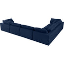  Manufacturer Color_Navy -- Serene 158" Navy Linen Textured Fabric Upholstered Deluxe Comfort 6 pc Modular Sectional IMAGE 6