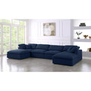  Manufacturer Color_Navy -- Serene 158" Navy Linen Textured Fabric Upholstered Deluxe Comfort 6 pc Modular Sectional IMAGE 2