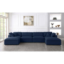 Manufacturer Color_Navy -- Serene 158" Navy Linen Textured Fabric Upholstered Deluxe Comfort 6 pc Modular Sectional IMAGE 3