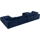  Manufacturer Color_Navy -- Serene 158" Navy Linen Textured Fabric Upholstered Deluxe Comfort 6 pc Modular Sectional IMAGE 4