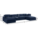  Manufacturer Color_Navy -- Serene 158" Navy Linen Textured Fabric Upholstered Deluxe Comfort 6 pc Modular Sectional IMAGE 8