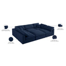  Manufacturer Color_Navy -- Serene 119" Navy Linen Textured Fabric Upholstered Deluxe Comfort 6 pc Modular Sectional IMAGE 10