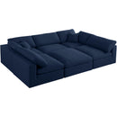  Manufacturer Color_Navy -- Serene 119" Navy Linen Textured Fabric Upholstered Deluxe Comfort 6 pc Modular Sectional IMAGE 1