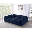  Manufacturer Color_Navy -- Serene 119" Navy Linen Textured Fabric Upholstered Deluxe Comfort 6 pc Modular Sectional IMAGE 2