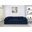  Manufacturer Color_Navy -- Serene 119" Navy Linen Textured Fabric Upholstered Deluxe Comfort 6 pc Modular Sectional IMAGE 3