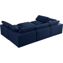  Manufacturer Color_Navy -- Serene 119" Navy Linen Textured Fabric Upholstered Deluxe Comfort 6 pc Modular Sectional IMAGE 4