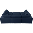  Manufacturer Color_Navy -- Serene 119" Navy Linen Textured Fabric Upholstered Deluxe Comfort 6 pc Modular Sectional IMAGE 5
