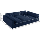  Manufacturer Color_Navy -- Serene 119" Navy Linen Textured Fabric Upholstered Deluxe Comfort 6 pc Modular Sectional IMAGE 9