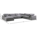  Manufacturer Color_Grey -- Serene 158" Grey Linen Textured Fabric Upholstered Deluxe Comfort 7 pc Modular Sectional IMAGE 10