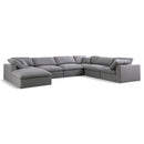 Manufacturer Color_Grey -- Serene 158" Grey Linen Textured Fabric Upholstered Deluxe Comfort 7 pc Modular Sectional IMAGE 1