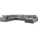  Manufacturer Color_Grey -- Serene 158" Grey Linen Textured Fabric Upholstered Deluxe Comfort 7 pc Modular Sectional IMAGE 2