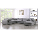  Manufacturer Color_Grey -- Serene 158" Grey Linen Textured Fabric Upholstered Deluxe Comfort 7 pc Modular Sectional IMAGE 3