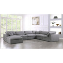  Manufacturer Color_Grey -- Serene 158" Grey Linen Textured Fabric Upholstered Deluxe Comfort 7 pc Modular Sectional IMAGE 4
