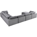  Manufacturer Color_Grey -- Serene 158" Grey Linen Textured Fabric Upholstered Deluxe Comfort 7 pc Modular Sectional IMAGE 5