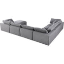  Manufacturer Color_Grey -- Serene 158" Grey Linen Textured Fabric Upholstered Deluxe Comfort 7 pc Modular Sectional IMAGE 6