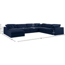  Manufacturer Color_Navy -- Serene 158" Navy Linen Textured Fabric Upholstered Deluxe Comfort 7 pc Modular Sectional IMAGE 10