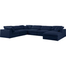  Manufacturer Color_Navy -- Serene 158" Navy Linen Textured Fabric Upholstered Deluxe Comfort 7 pc Modular Sectional IMAGE 2