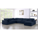  Manufacturer Color_Navy -- Serene 158" Navy Linen Textured Fabric Upholstered Deluxe Comfort 7 pc Modular Sectional IMAGE 3
