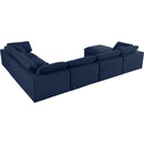  Manufacturer Color_Navy -- Serene 158" Navy Linen Textured Fabric Upholstered Deluxe Comfort 7 pc Modular Sectional IMAGE 5